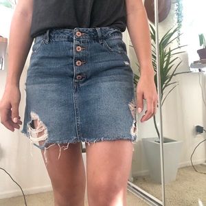 Jean Skirt with Rips